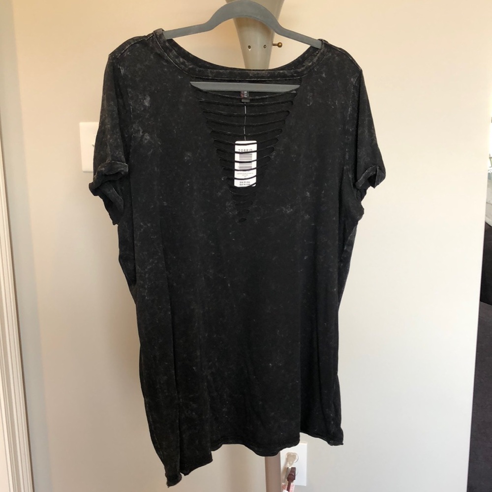 NWT Acid wash top with cut out